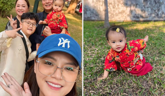 Con gái 'Thị Tằm' nhà Thu Quỳnh xinh xắn, đáng yêu khi du xuân