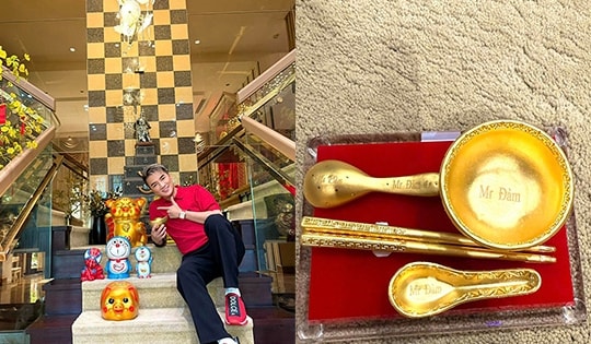 Dân mạng xôn xao hình ảnh bộ bát đũa vàng khắc tên Đàm Vĩnh Hưng