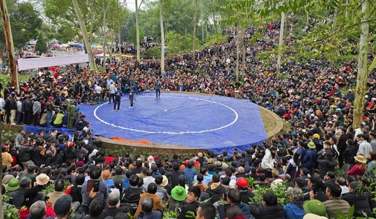 Lễ hội đền vua Mai: Vây quanh núi xem các đô vật trổ tài