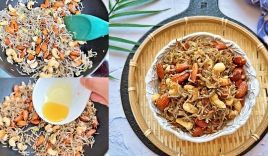 Dùng các loại hạt thừa sau Tết làm món cá cơm rim hạt cực ngon