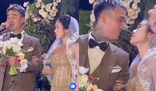 Đạt G - Cindy Lư hóa cô dâu chú rể trên lễ đường, khóa môi ngọt ngào trước đông đảo khách mời