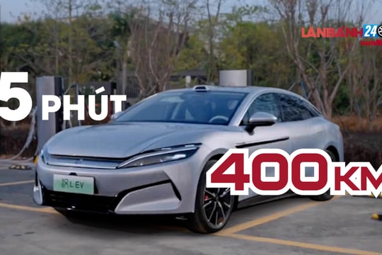 Cận cảnh xe điện BYD  sạc siêu tốc 5 phút đi 400 km, nhanh như đổ xăng