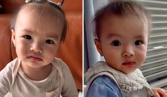 Biểu cảm cau có đáng yêu của bé Thị Tằm nhà Thu Quỳnh