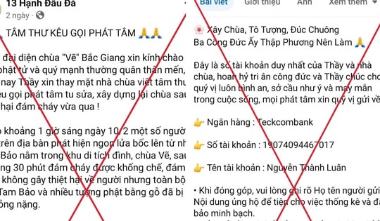 '13 Hạnh Đầu Đà' kêu gọi phát tâm tu sửa chùa Làng Vẽ sau vụ cháy là giả mạo