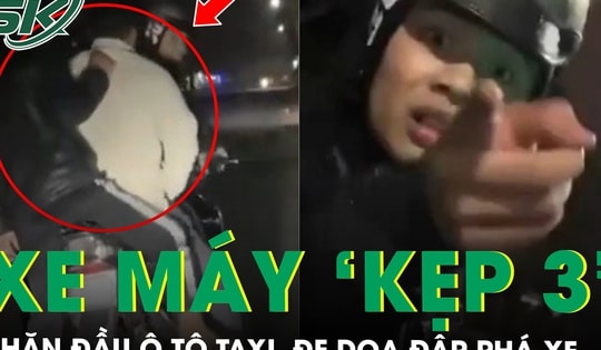 Nhóm thanh niên ‘kẹp 3’ chặn đầu xe taxi, dùng mũ bảo hiểm đập phá xe