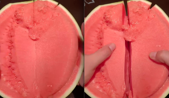 Hình ảnh quả dưa hấu có phần ruột quá hoàn hảo khiến nhiều người nhất quyết không tin nó thật sự tồn tại