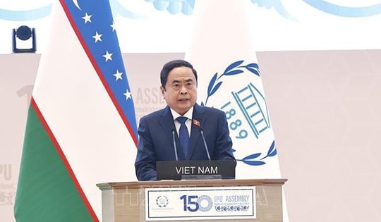 Chủ tịch Quốc hội Trần Thanh Mẫn phát biểu tại Phiên toàn thể cấp cao Đại hội đồng IPU-150