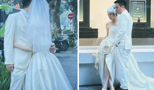 Một Hoa hậu khoe ảnh cưới 'chụp vội bằng điện thoại' với bạn trai Phó Giám đốc công ty khoáng sản