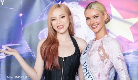 Miss Universe 2024 mặc áo bà ba đọ sắc cùng Kỳ Duyên