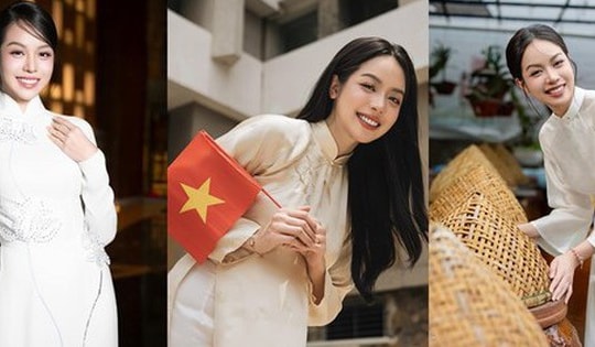 Cũng là áo dài trắng nhưng Hoa hậu Thanh Thủy luôn thêm một chi tiết cực tinh tế