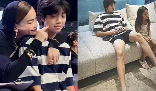 Hồ Ngọc Hà khoe ảnh con trai cao vượt trội 1.8m, trong cách nuôi con có 1 điểm mẹ nào muốn con cao thì nên học hỏi