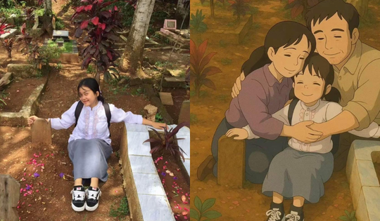 Bé gái ra nghĩa trang chụp ảnh với mộ bố mẹ và sau đó 'đưa cho AI', kết quả cuối cùng ai cũng bật khóc