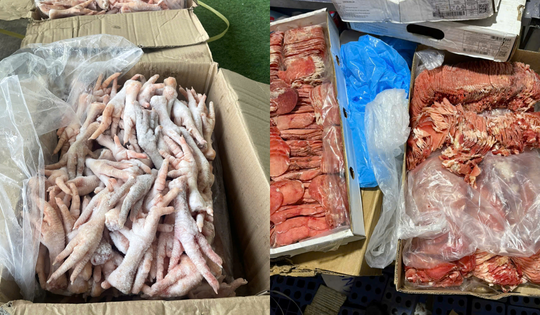 Tạm giữ gần 2,6 tấn chân gà, ốc nhồi thịt, vây cá hồi… không rõ nguồn gốc