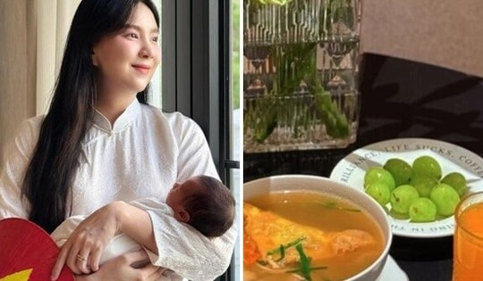 MC Mai Ngọc khoe mâm cơm ở cữ, một chi tiết gây chú ý