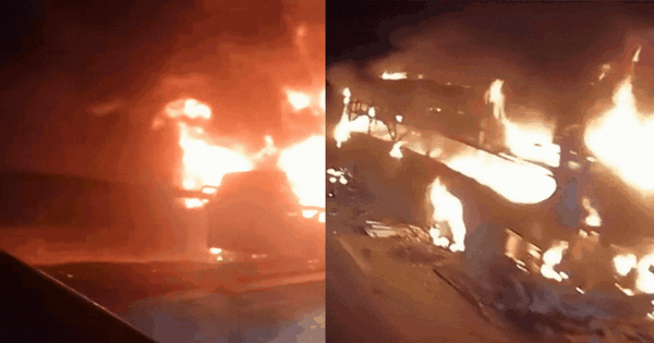 Video xe giường nằm cháy dữ dội trên cao tốc giữa đêm, hành khách tháo chạy