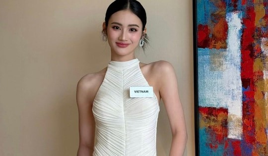 Nàng hậu quê Bình Định diện váy trắng khoe đường cong quyến rũ tại Miss World 2025