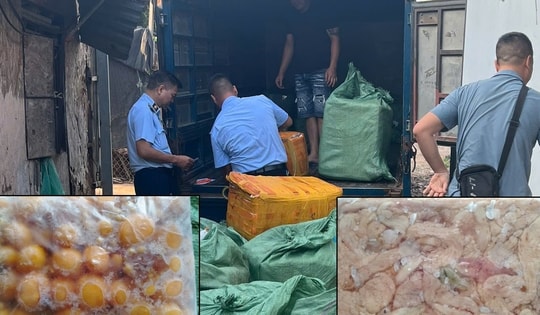 Tạm giữ 800kg trứng gà non, tràng gà đông lạnh không rõ nguồn gốc tại quận Hoàng Mai, Hà Nội
