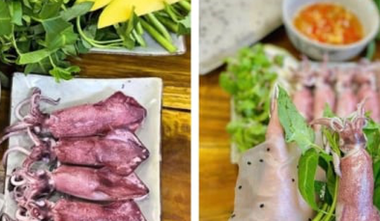 Vì sao món mực hấp cuốn rau muống bánh tráng gây sốt mạng?