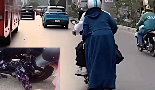 Áo chống nắng cuốn vào bánh xe: Coi chừng tai nạn chết người