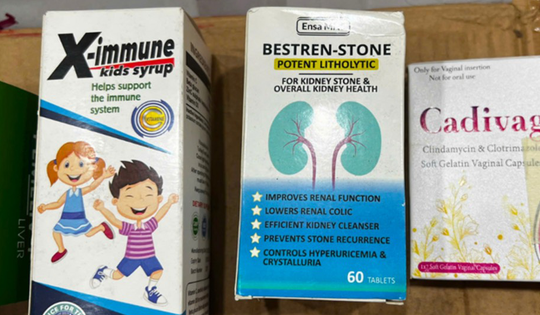 Cận cảnh một số sản phẩm trong đường dây sản xuất thực phẩm chức năng giả mới bị triệt phá