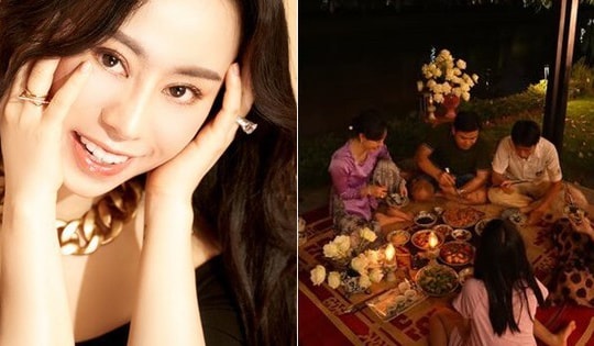 Á hậu Việt giàu có tái hiện màn ăn cơm dưới đèn dầu gây sốt