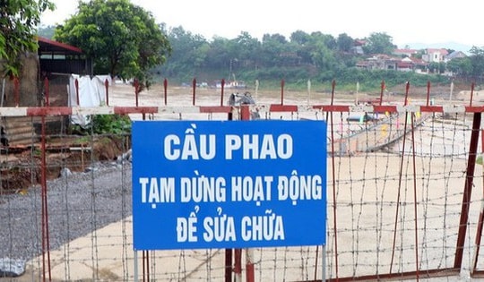 Tạm đóng cầu phao Phong Châu do nước sông Hồng lên cao, chảy siết