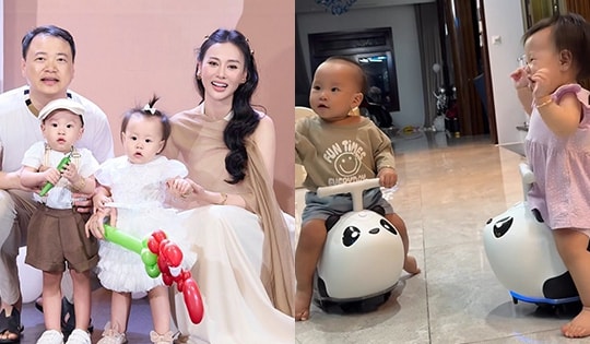 Cặp song sinh nhà Phương Oanh - Shark Bình hiếu động, hé lộ không gian ngôi biệt thự rộng rãi