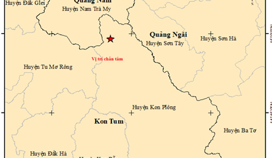 Quảng Nam, Kon Tum lại hứng 5 trận động đất gây rung lắc liên tiếp