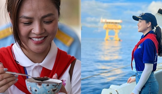 Khoảnh khắc Thu Quỳnh 'Cha tôi người ở lại' khóc khi ăn món này ở Trường Sa