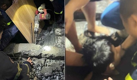 20 phút nghẹt thở giải cứu bé 8 tuổi bị mắc kẹt tay trong đường ống hút nước áp lực cao