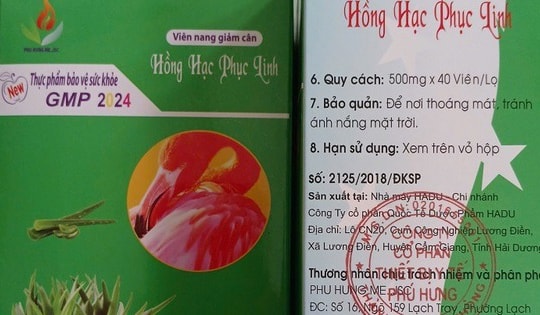 Phát hiện viên nang giảm cân Hồng Hạc Phục Linh có chứa chất cấm gây hại