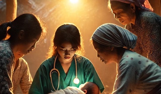 Không cắt dây rốn sau sinh, ngâm bánh nhau vào muối hột tại nhà, sản phụ không cho điều trị dù con có dấu hiệu viêm phổi