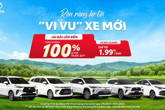 Toyota ưu đãi đến 100% lệ phí trước bạ cho khách hàng mua xe trong tháng 6