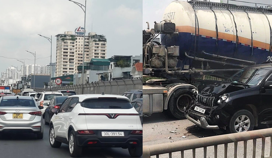 Liên tiếp xảy ra tai nạn giao thông liên hoàn trên vành đai 2 và 3