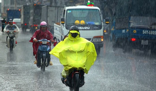 Nhiều khu vực mưa lớn vào chiều tối nay