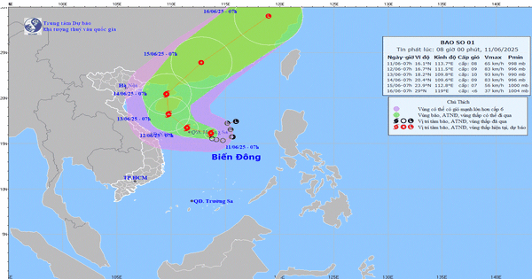 Áp thấp nhiệt đới đã mạnh lên thành bão số 1 và đang mạnh lên
