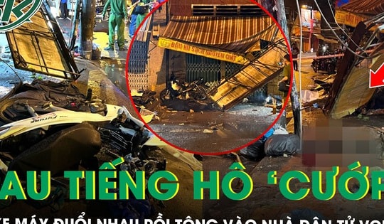 Sau tiếng hô ‘cướp’, 2 xe máy đuổi nhau, lao lên vỉa hè tông vào nhà dân tử vong