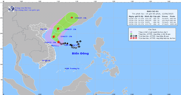 Bão số 1 hướng về Vịnh Bắc Bộ, mực nước biển nhiều nơi cao bất thường