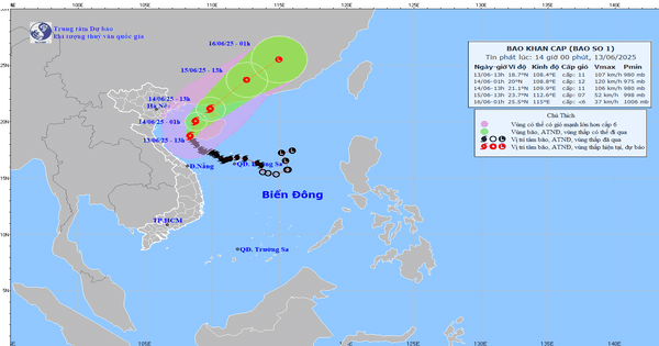 Bão số 1 giật cấp 14 khi vào Vịnh Bắc Bộ và mạnh lên trong chiều và đêm nay
