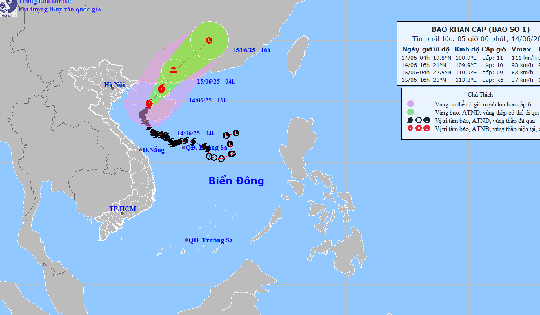 Vùng ven biển Quảng Ninh đến Nam Định có gió mạnh do hoàn lưu bão số 1