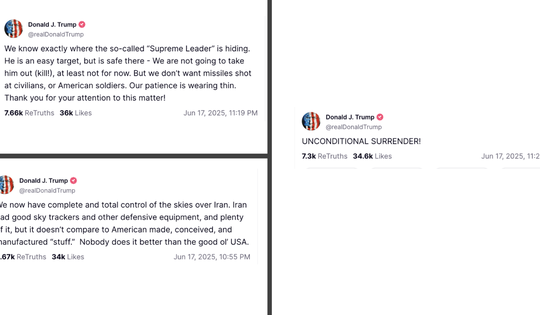 Tổng thống Mỹ Donald Trump yêu cầu Iran ‘đầu hàng vô điều kiện’