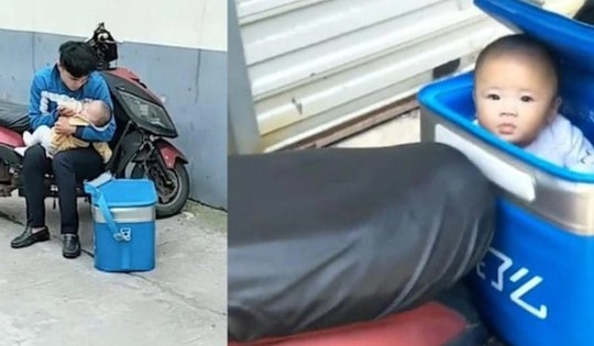 Cuộc sống 'em bé shipper' theo bố đi làm từ khi mới sinh hiện ra sao?