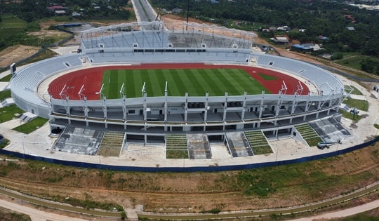 Cận cảnh sân vận động quy mô 'khủng' ở Thái Nguyên sắp hoàn thiện