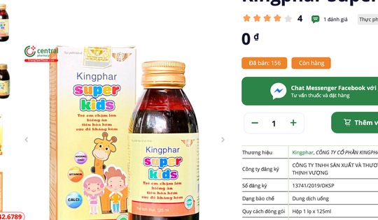 Thuộc diện thu hồi nhưng thực phẩm bảo vệ sức khỏe dành cho trẻ em Kingphar Super Kids vẫn được rao bán công khai