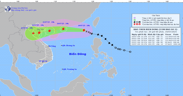 Bão số 3 đang giật cấp 14 trên Biển Đông