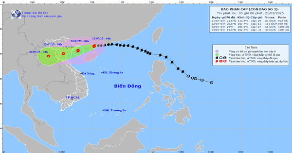 Bão số 3 sẽ mạnh lên khoảng 2 cấp khi vào Vịnh Bắc Bộ, vùng mưa lớn mở rộng