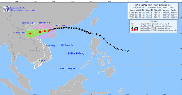 Bão số 3 giật cấp 12 đang tiến sát các tỉnh ven biển ở Vịnh Bắc Bộ