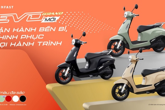 VinFast ra mắt xe máy điện Evo Grand với 2 pin có thể tháo rời, đi 262km/lần sạc
