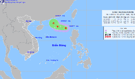 Áp thấp nhiệt đới vừa xuất hiện trên Biển Đông