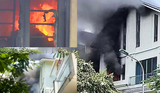 Cháy biệt thự liền kề tại khu đô thị Geleximco Lê Trọng Tấn